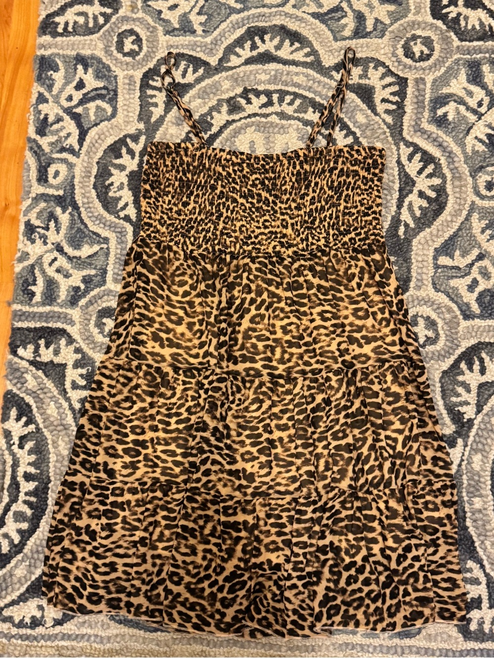 Pink Lily Girls' Leopard Print Smocked One-Piece Bodysuit - Tan & Black
